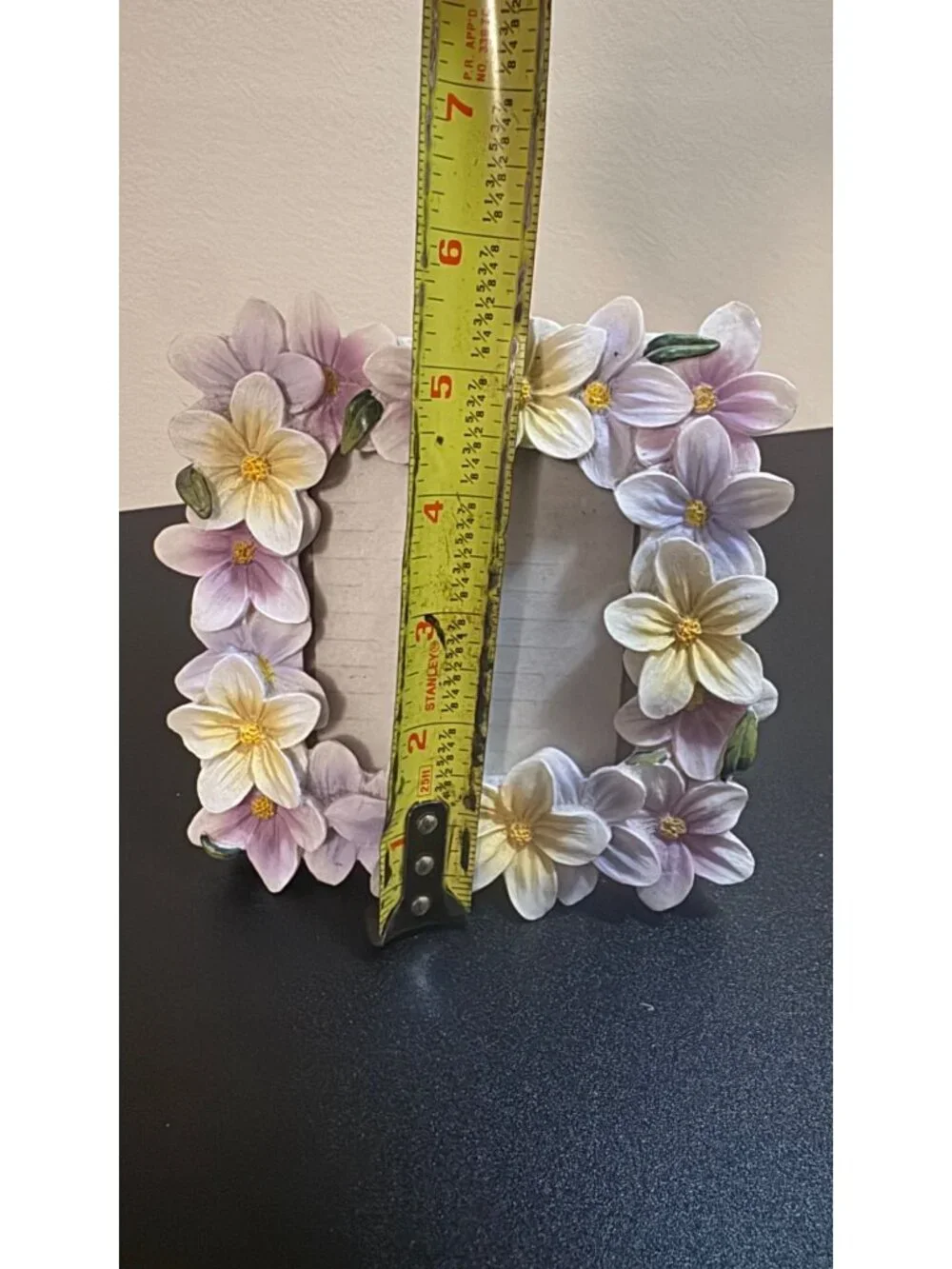 Beautiful pastel floral picture frame featuring dimensional spring flowers
